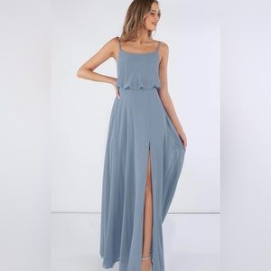 Azazie Lupe Dusty Blue Bridesmaid Dress Size A8 NEW WITH TAGS